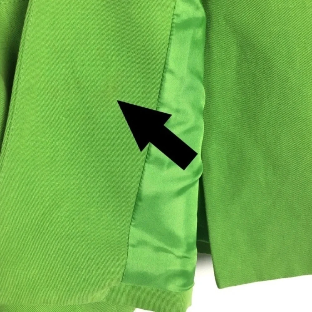 TALBOTS Blazer Jacket Linen Neon Green Peter Pan Collar Solid Petite Size 8P